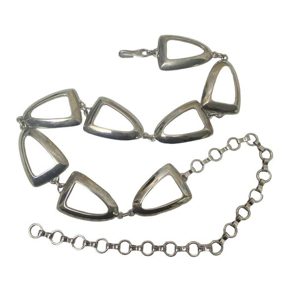 Link Chain Belt Silvertone Metal Made in Italy One Size Adjustable 40" Long - Picture 1 of 12